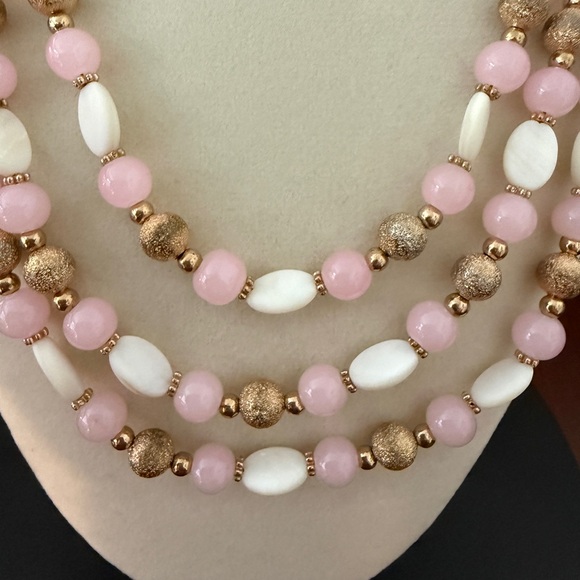 Spring Colors Pink and Gold Tone Beaded Necklace - Picture 5 of 5